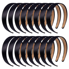 Anezus 16 diademas satinadas negras de 1 pulgada, cómodas y antideslizantes para cualquier conjunto.