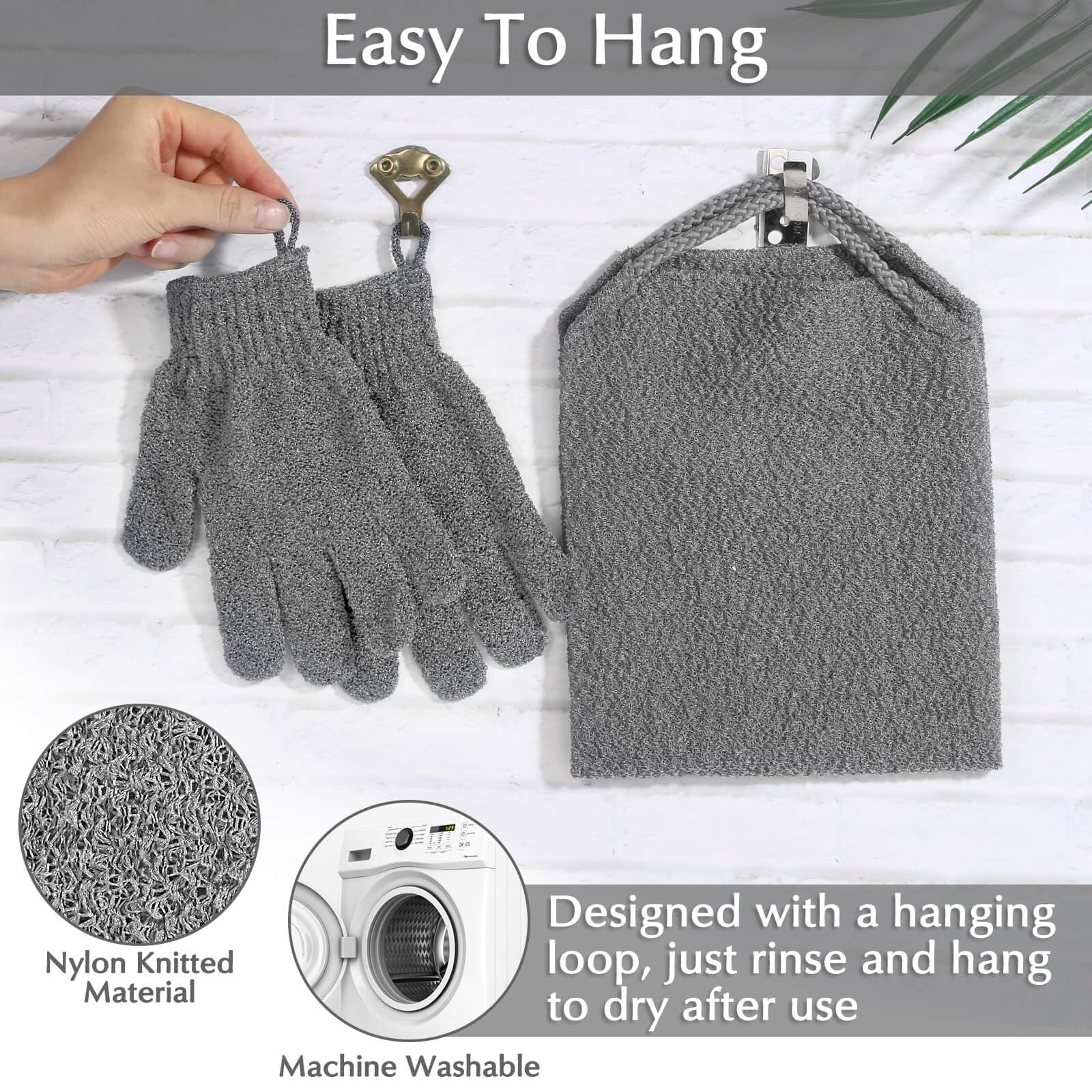 Accesorios de baño lavables gris Anezus, duradero para uso diario.