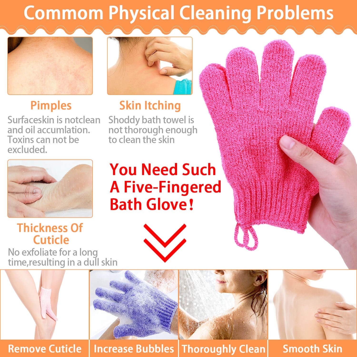 anezus guantes exfoliantes amarillo facilitan la exfoliación diaria durante la ducha.