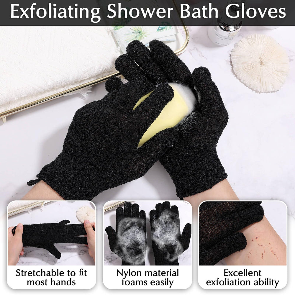 Set exfoliante Anezus para baño en negro, cómodo y reutilizable.