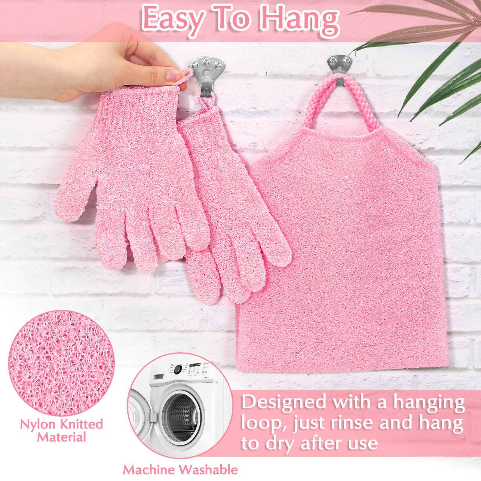 Textura nailon rosa Anezus para exfoliar piel sensible.