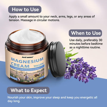 AnFamer Magnesium Cream Nighttime Application to unwind before bed.