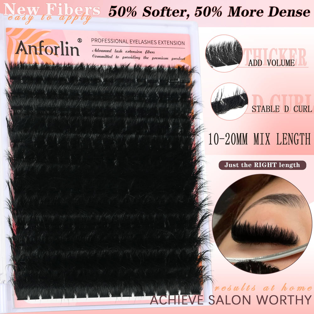 Anforlin pestanas 200D volumen: efecto pestañas densas y duraderas.
