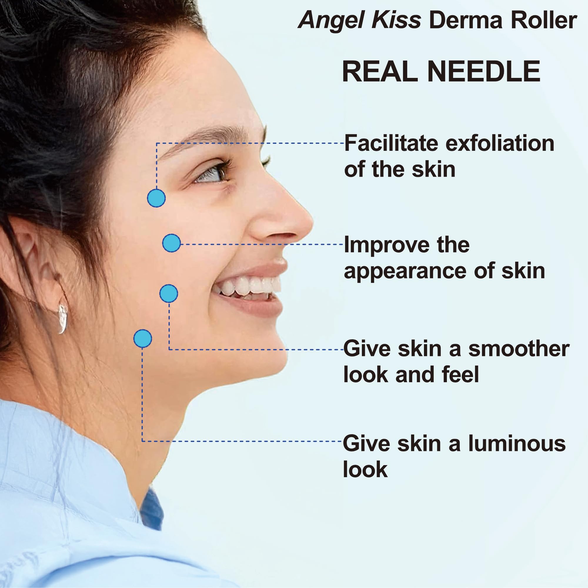 Angel Kiss Derma Roller con estuche, almacenamiento seguro para tus herramientas.