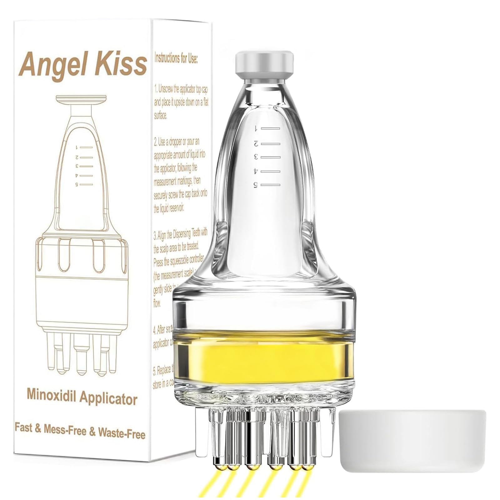 Angel Kiss Minoxidil Aplicador para cabello, distribución rápida y limpia