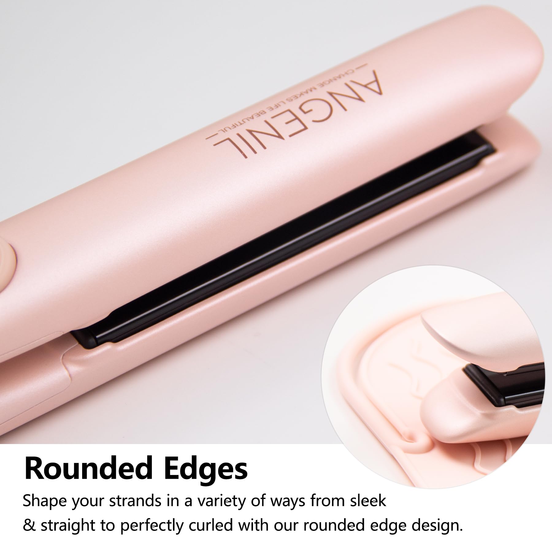 ANGENIL Pro Round Pink – rango de temperatura 320-450 °F para todo tipo de cabello.