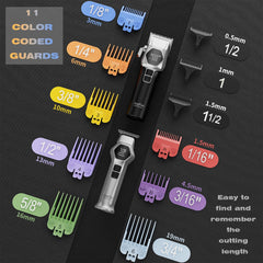 AngFan kit 8 peines codificados, ajuste rápido para fades y contornos.