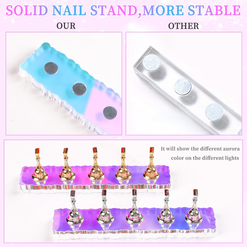ANGNYA exhibidor Aurora para diez uñas: muestra un conjunto completo con brillo arcoíris