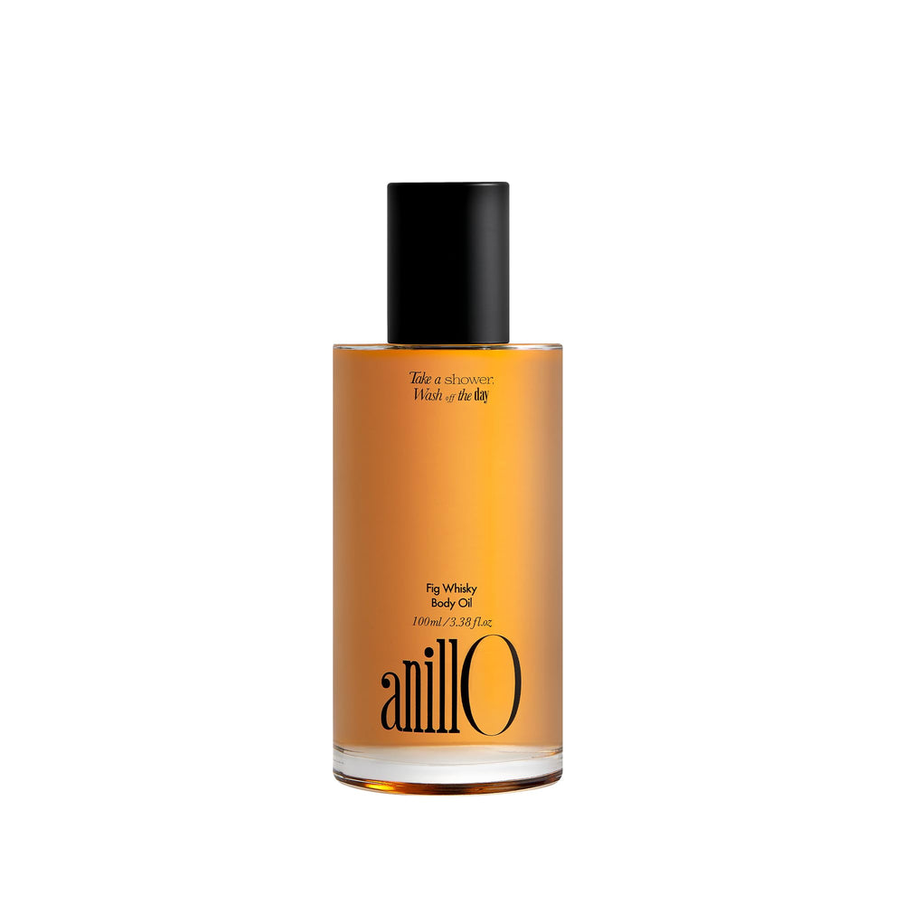 ANILLO Fig Whisky Oil en envase compacto, hidratación profunda para piel seca.
