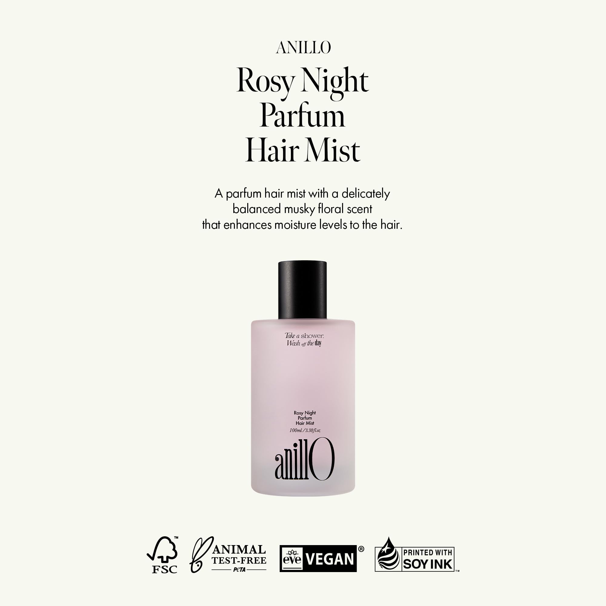 ANILLO Rosy Night flacon-brume : fragrance florale musquée et tenue longue durée.