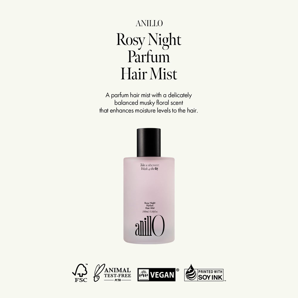 ANILLO Rosy Night flacon-brume : fragrance florale musquée et tenue longue durée.