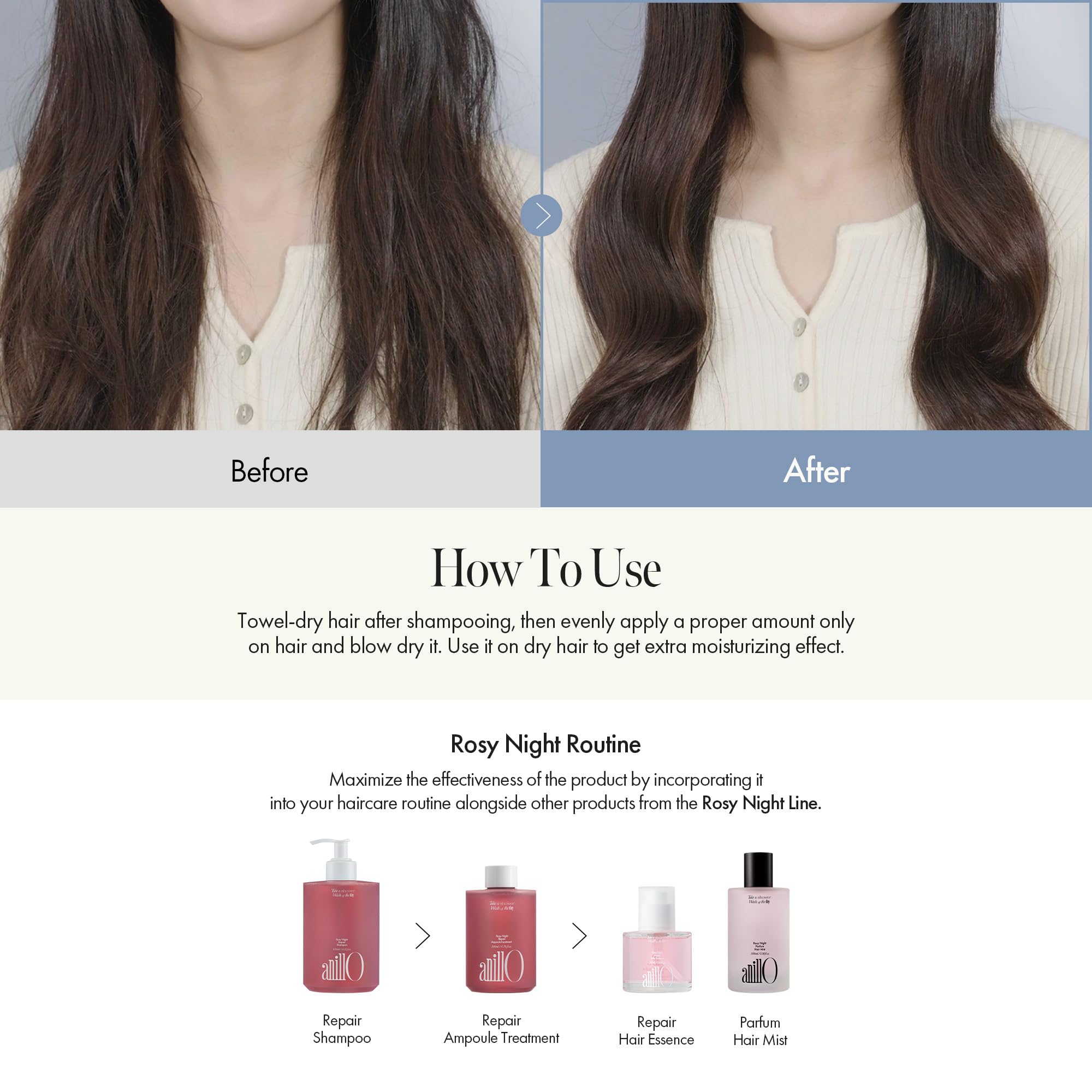 ANILLO Rosy Night Repair: uso diario en la rutina capilar