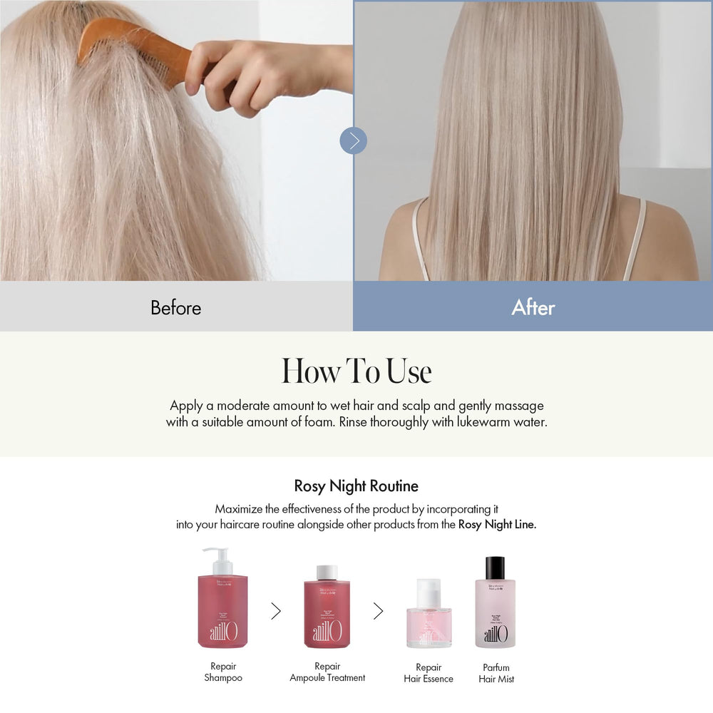 Ensemble prêt à l’emploi pour la routine capillaire ANILLO Rosy Night Repair.