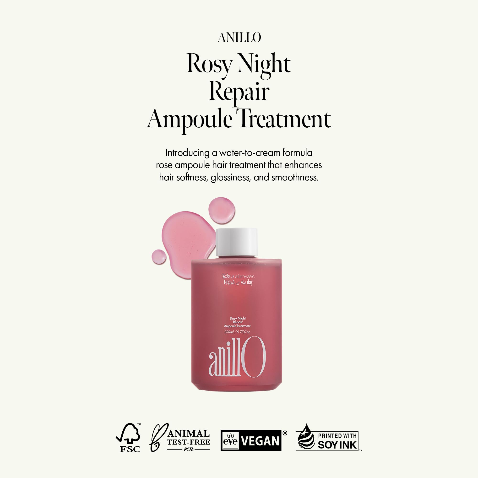 ANILLO Rosy Night texture eau-creme pénètre rapidement sans graisser.