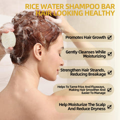 ANKOOY Rice Water Shampoo Bar aplicación en mano, fácil de usar diario