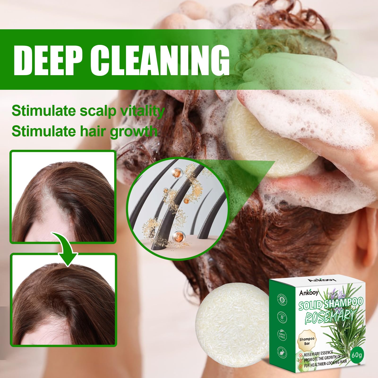 ANKOOY barra shampoo cabello fino aporta cuerpo y densidad