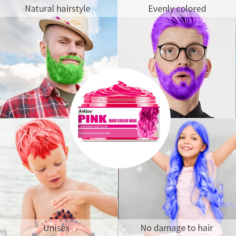 ANKOOY cera para cabello color azul, opción fresca para diario o fiestas.