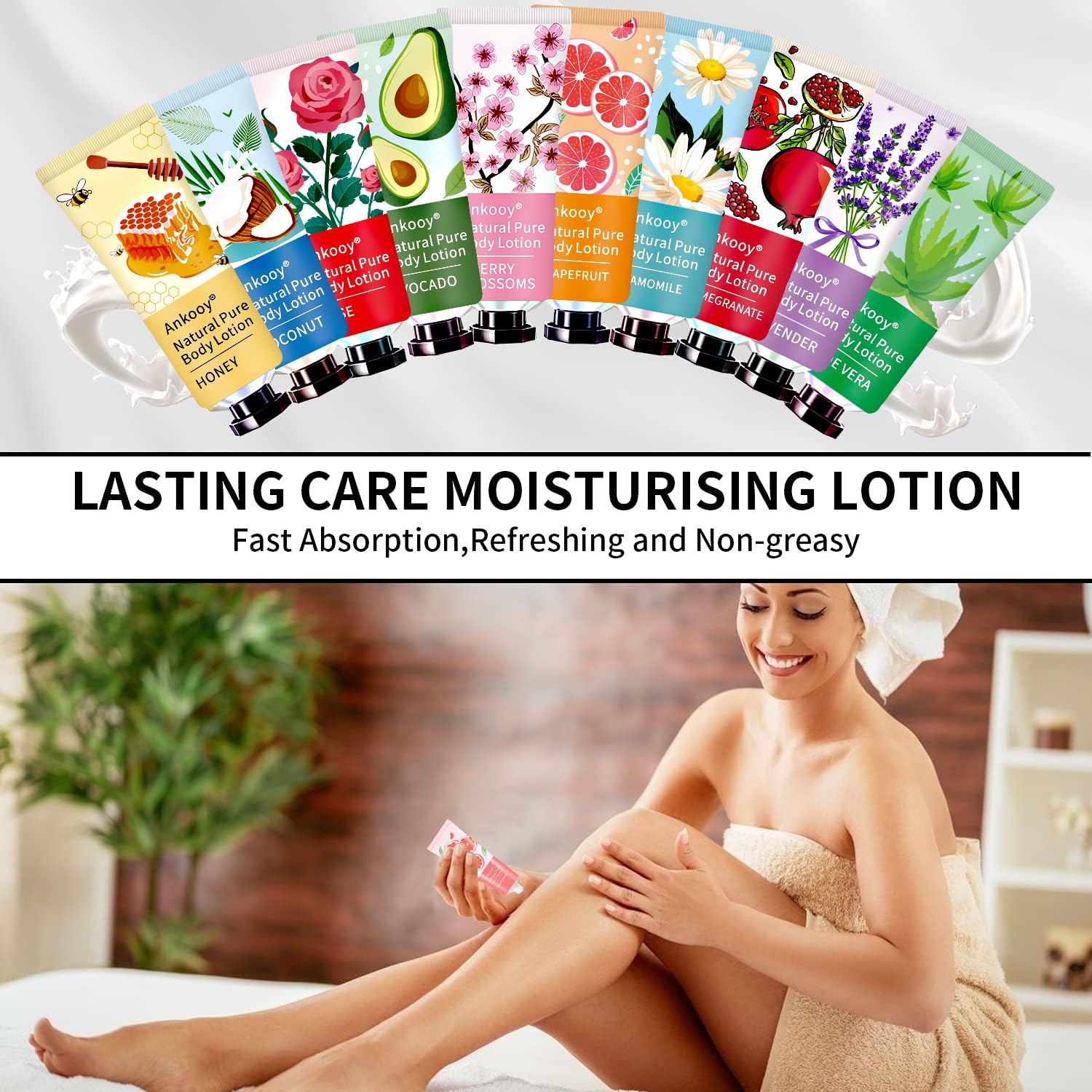 ANKOOY crema corporal set lavanda, efecto calmante y hidratante diario