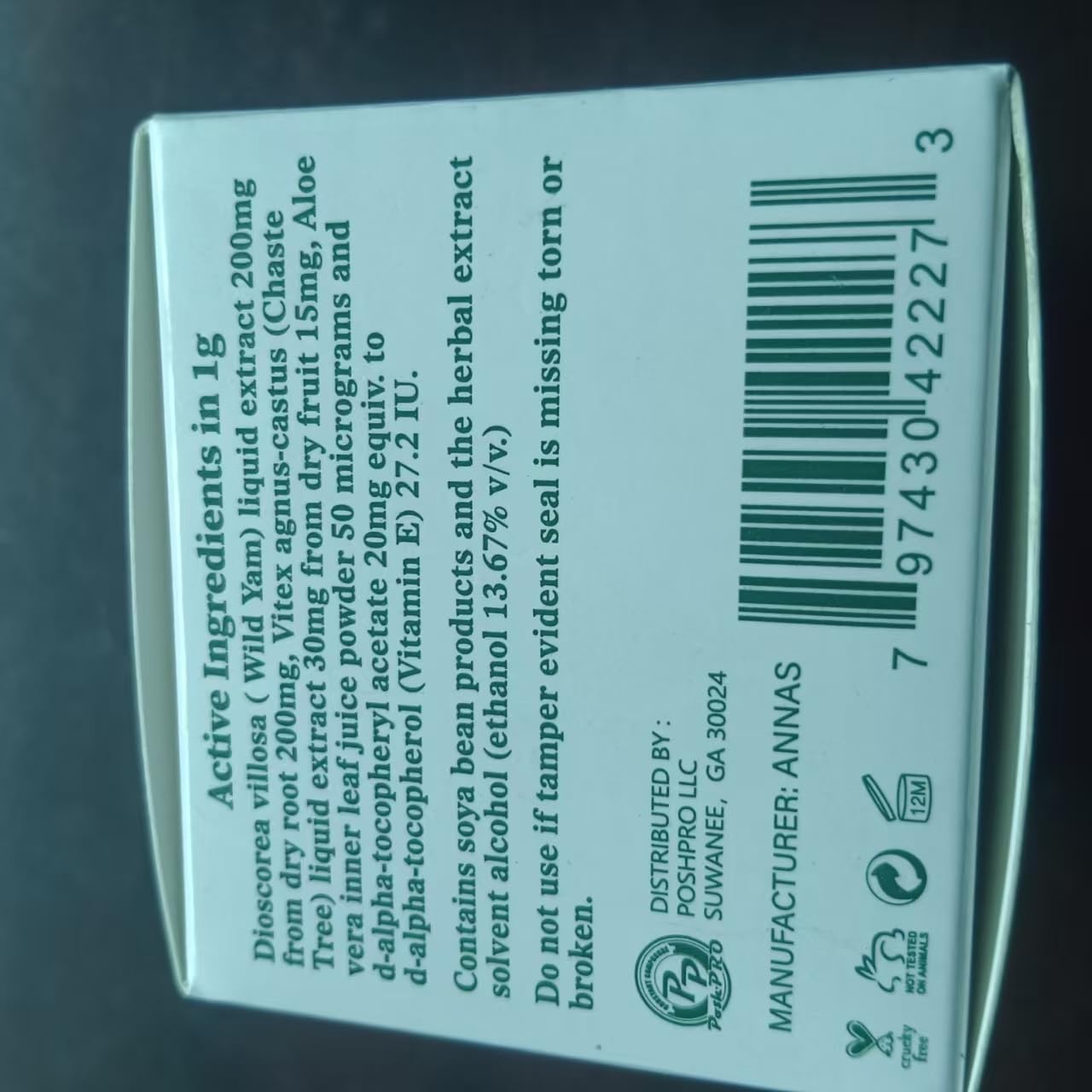 ANNAS Crema de ñame salvaje, textura cremosa para aplicación fácil.