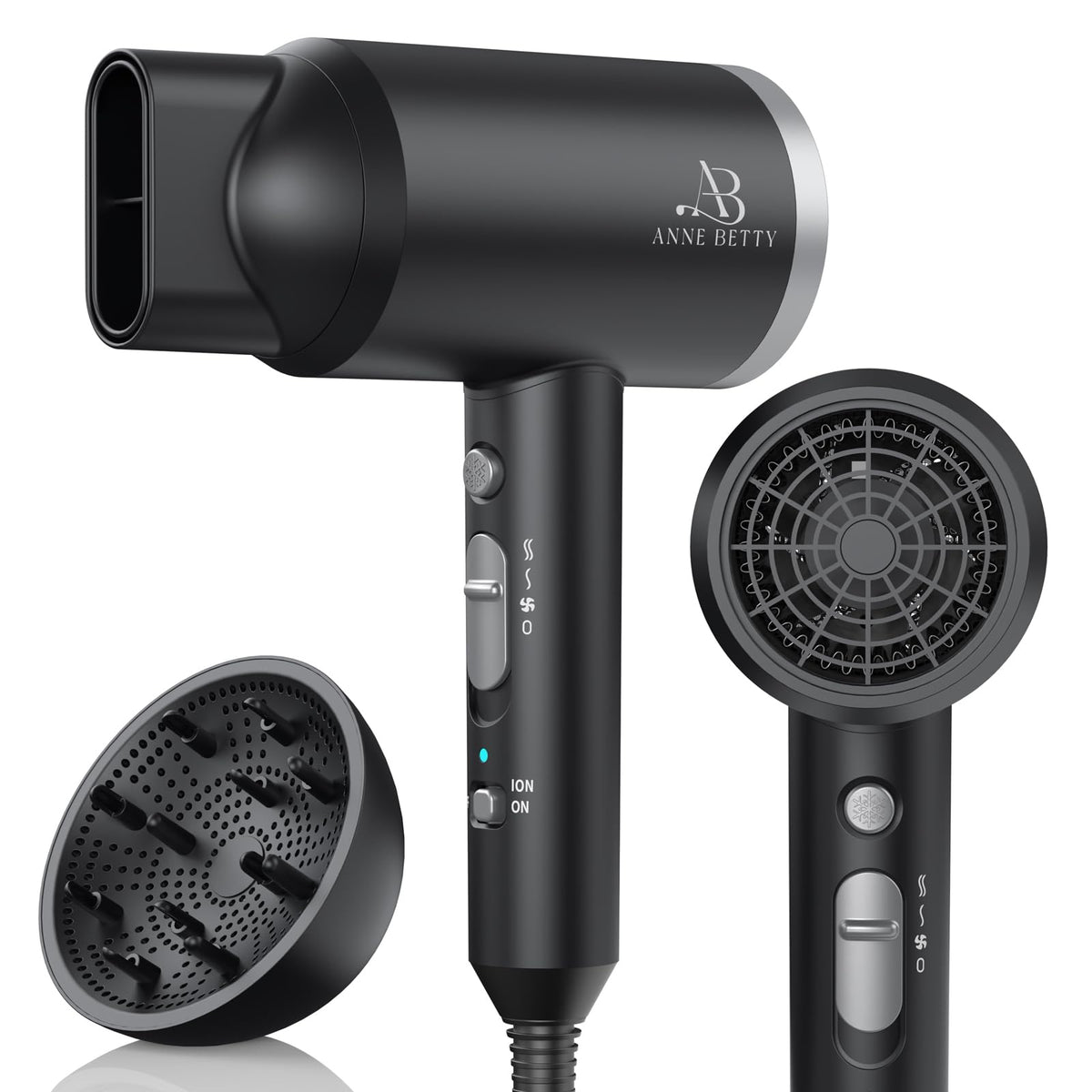 ANNE BETTY secador ionico con difusor para rizos definidos y menos frizz.