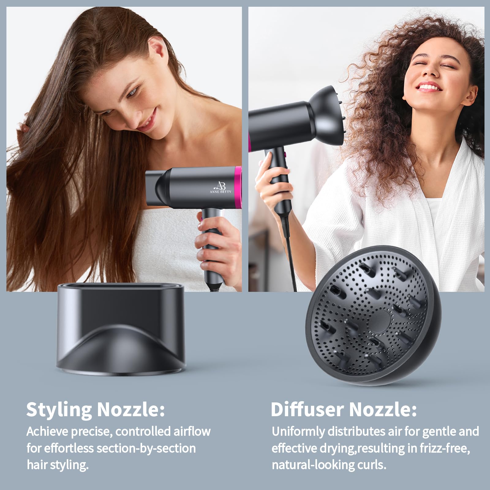 ANNE BETTY secador con dos velocidades para diferentes tipos de cabello