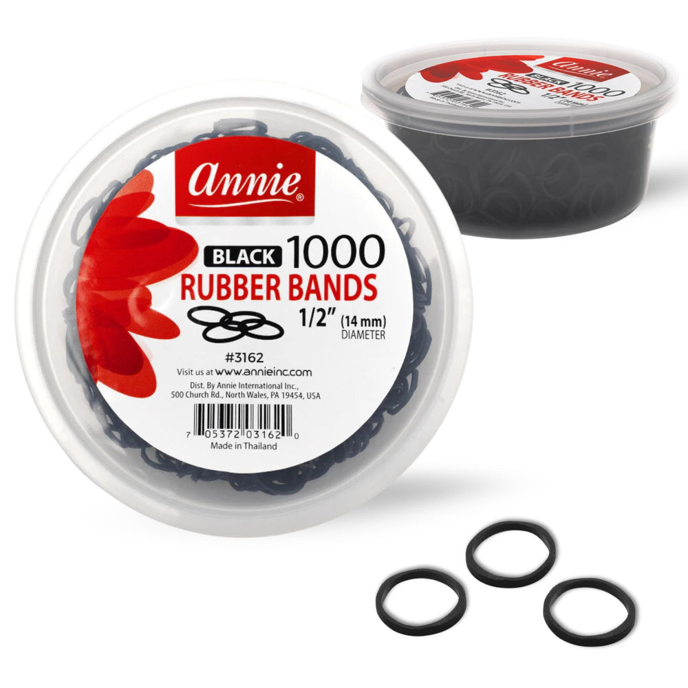 Annie 1000 gomas elásticas negras para peinado, sujeción suave y discreta.