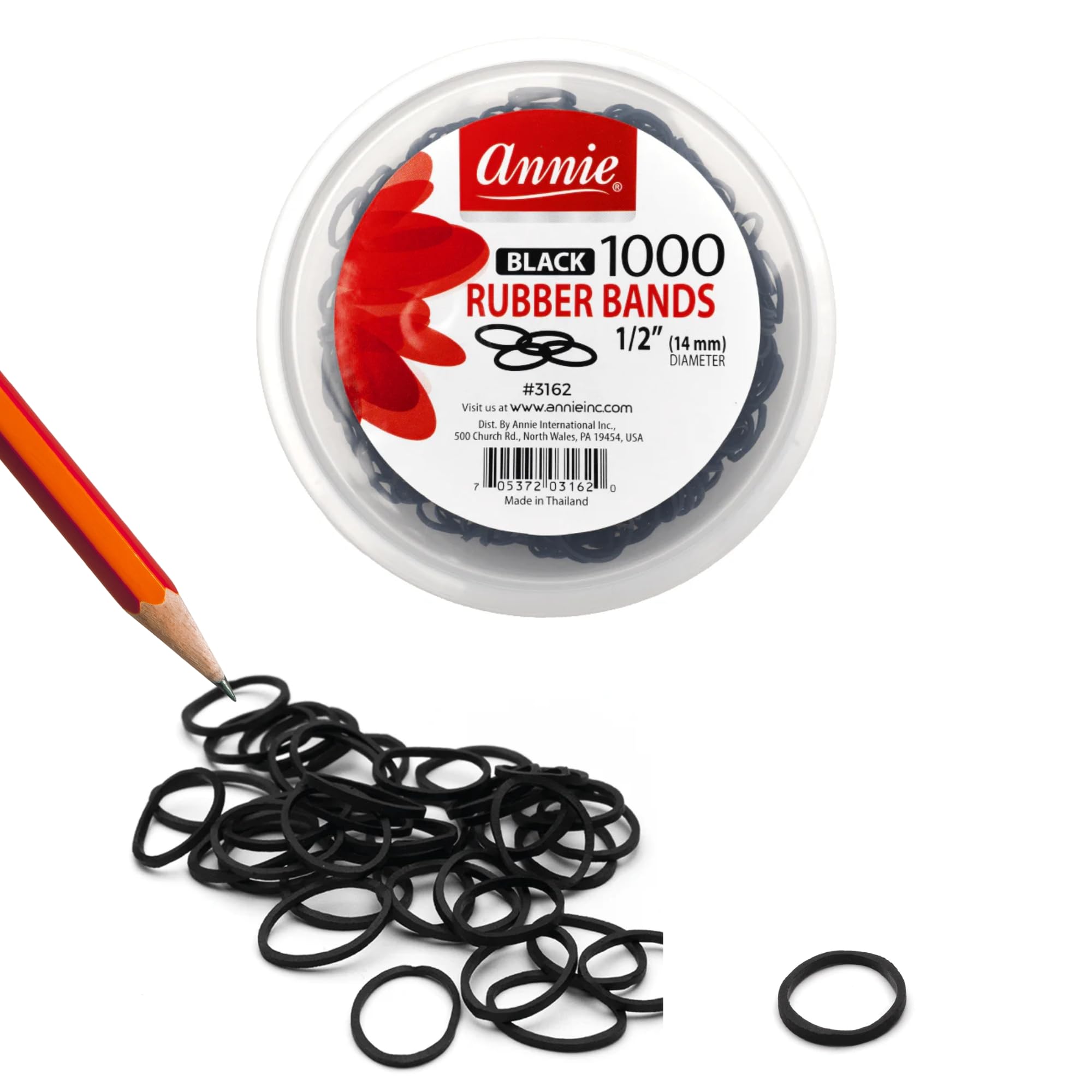 Annie 1000 kit portátil de gomas elásticas, ideal para salones y viajes.
