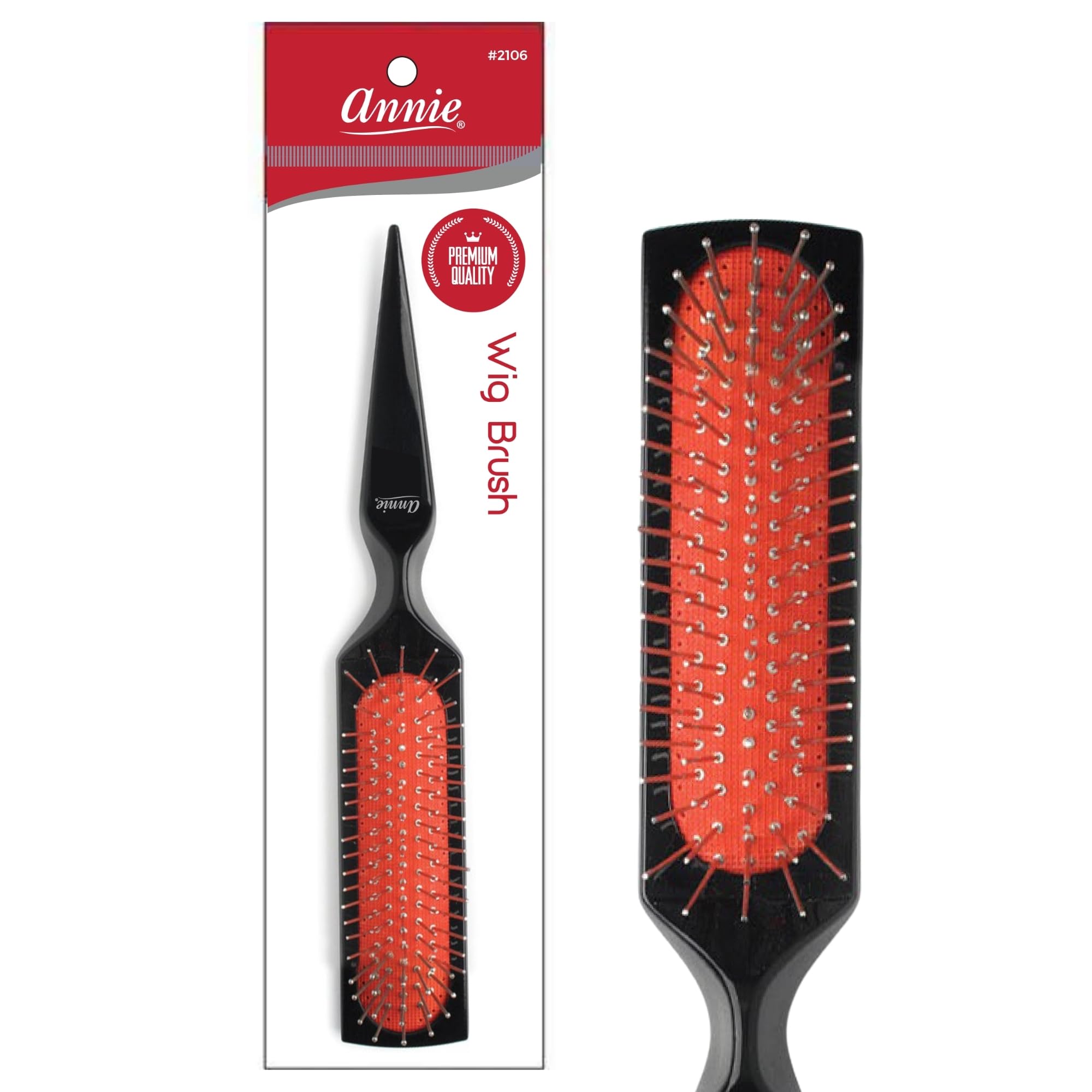 Cepillo Annie con cerdas de alambre para pelucas, desenreda con suavidad y cuida el estilo.