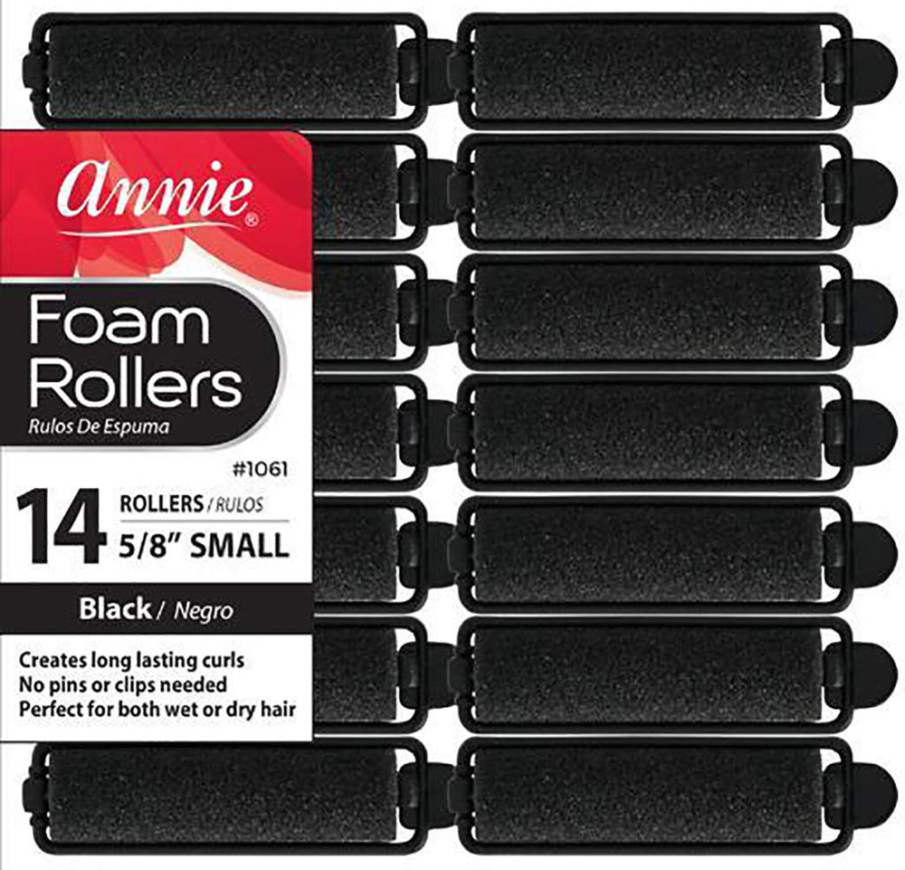 Annie rodillos de espuma 5-8 negro para rizos sin calor con manejo sencillo.