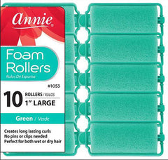 Annie rodillos de espuma verde de 1 pulgada para rizos definidos y suaves durante la noche
