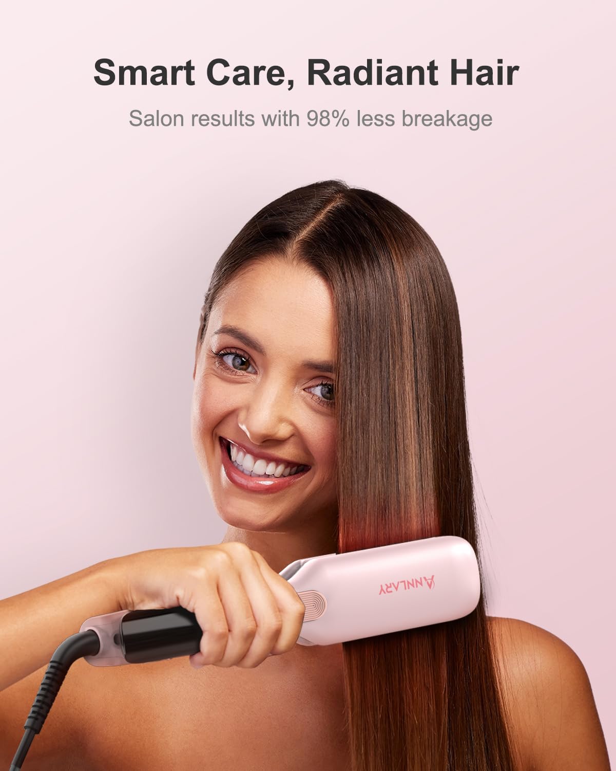 ANNLARY Plancha con 8 ajustes LED para cabello fino o grueso.