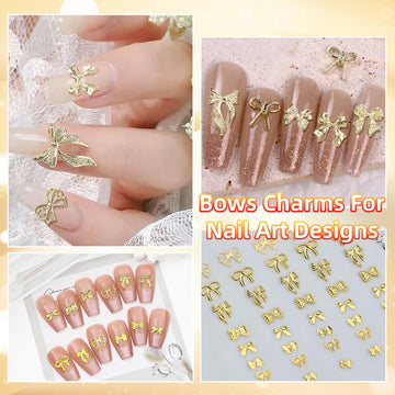 AnoleAir colección de lazos dorados para uñas, visuales versátiles.