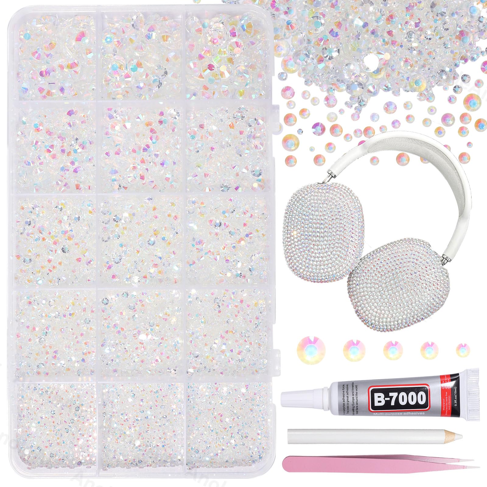 AnoleAir kit de cristales AB, 12000 piezas, para proyectos creativos y bedazzling