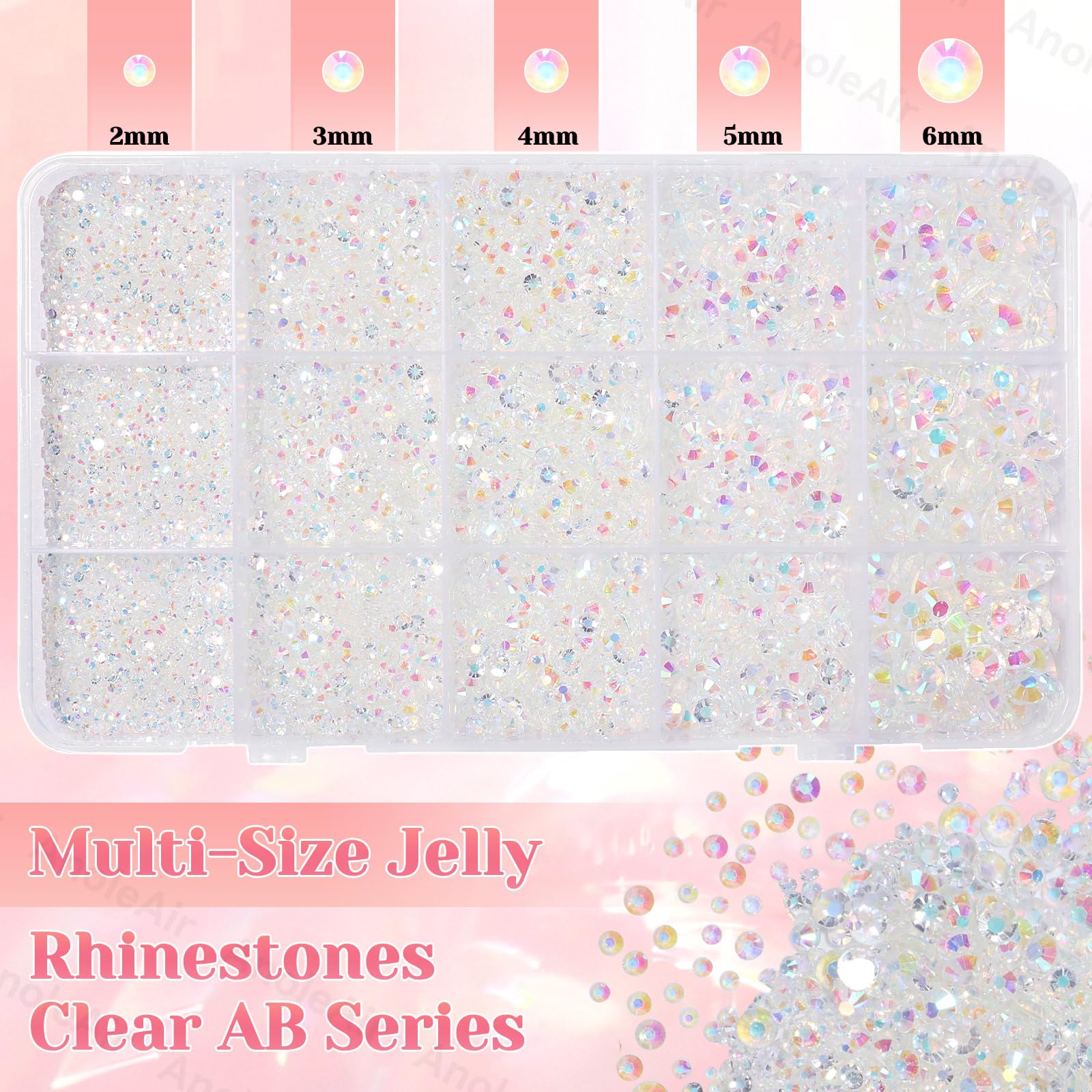 Rhinestones AB 2-6 mm en mezcla, ideal para detalles finos y efectos brillantes