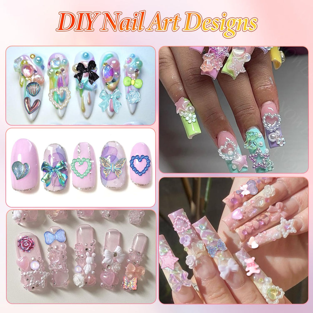 Anower charms uñas 3D cuentas cristal aportan textura.
