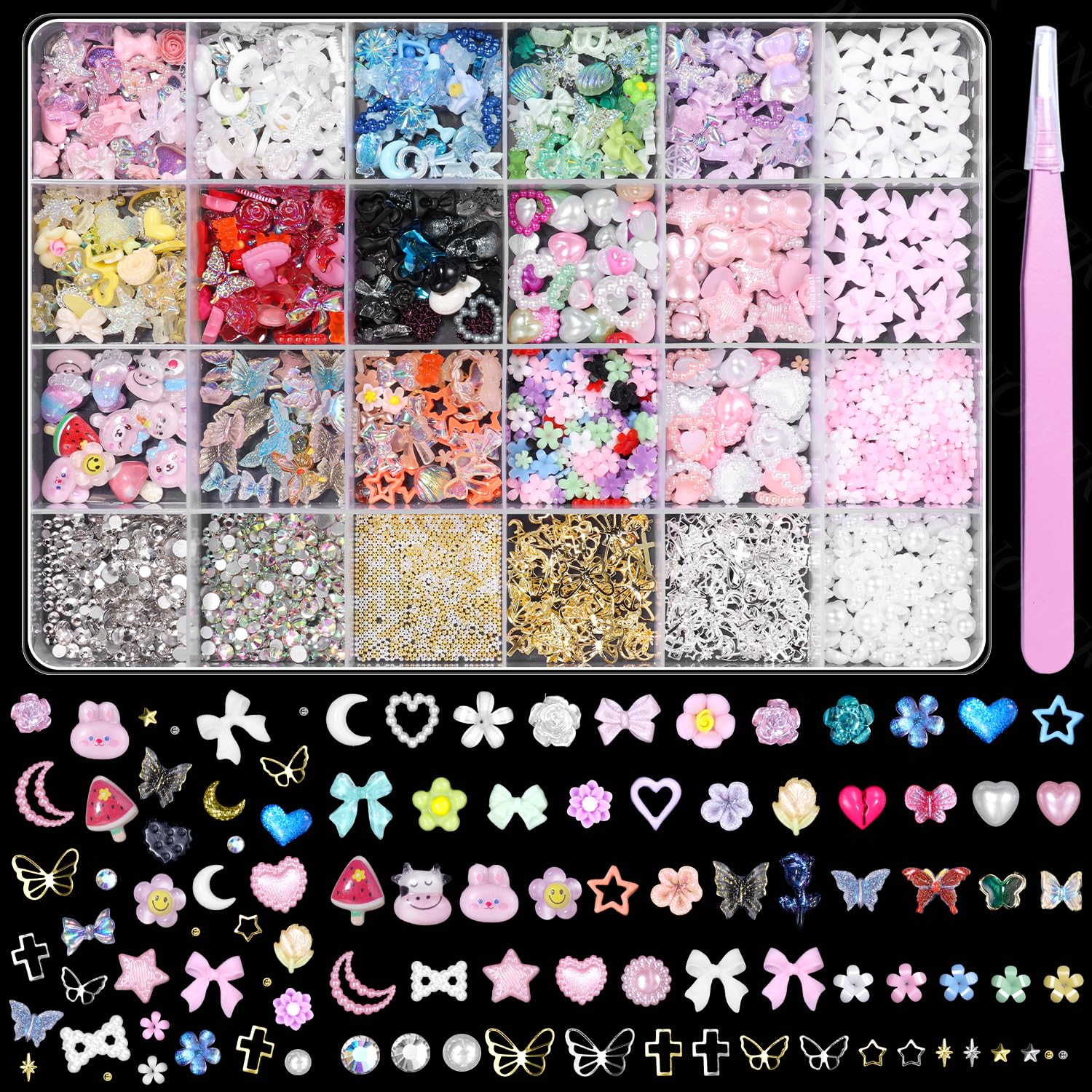 Anower charms uñas 3D mariposa con brillo sutil para uñas.