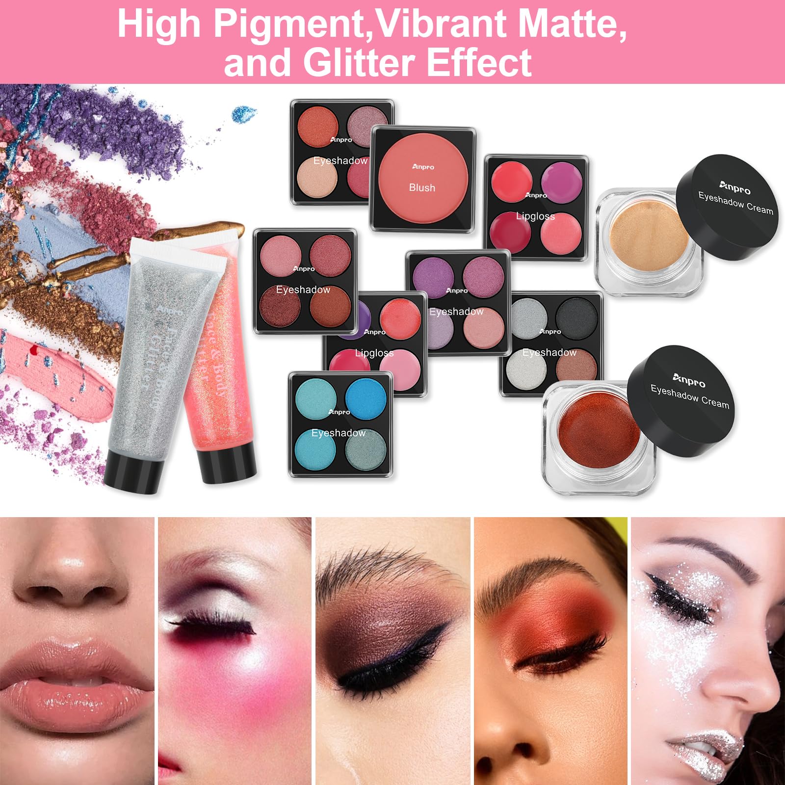 Paleta de bálsamo labial Anpro con 20 tonos para labios suaves