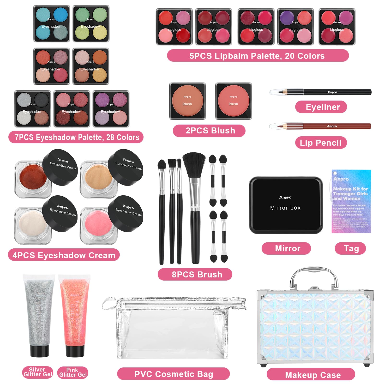 Paleta de sombras Anpro de 28 colores para looks versátiles