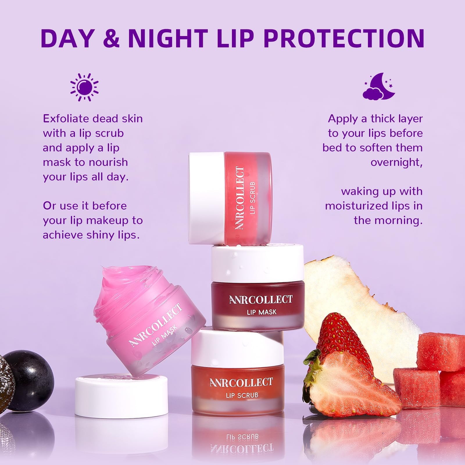 ANRCOLLECT Mascarilla Labial Noche Uva: reparación y suavidad al despertar.