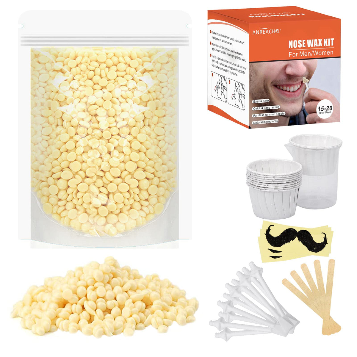 ANREACHO kit cera nariz orejas 100 g para grooming rápido y cómodo
