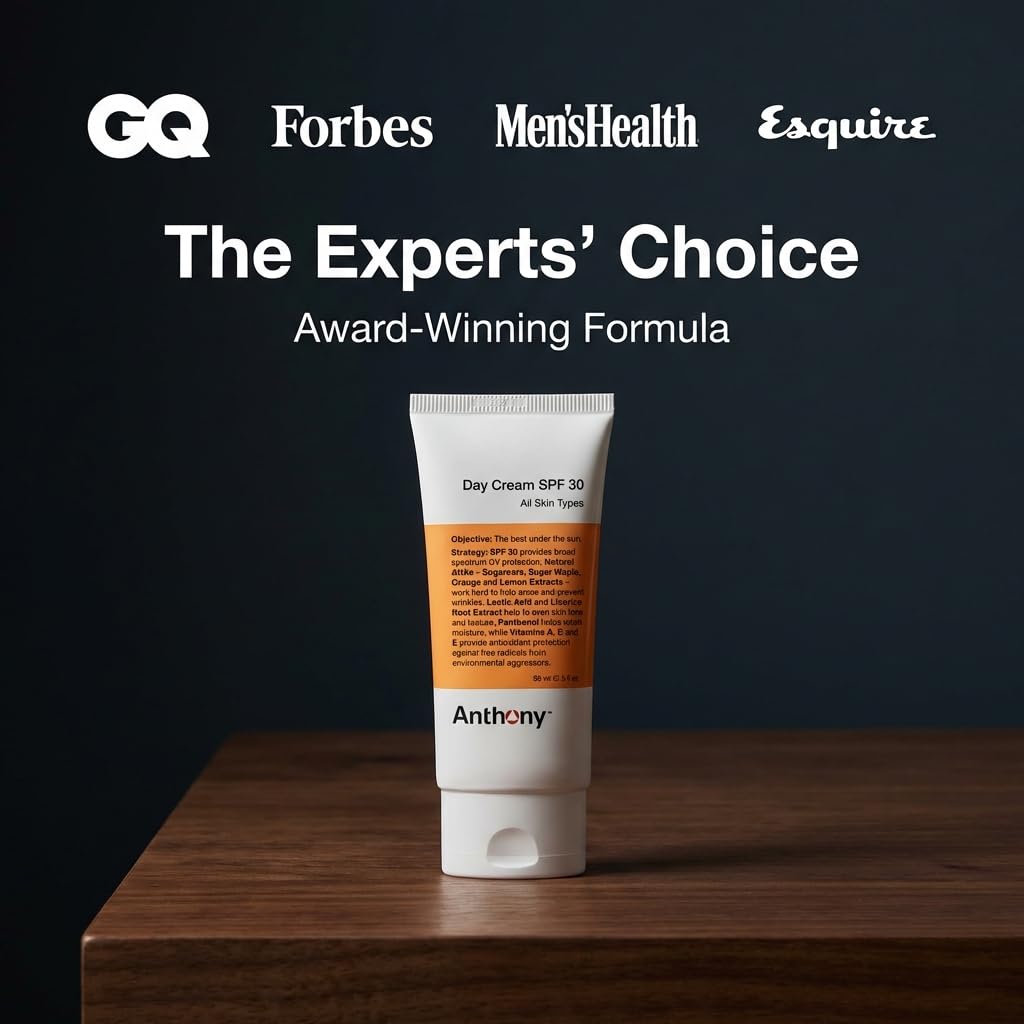 Anthony Crème Jour SPF30 — emballage pratique et formulation nourrissante.