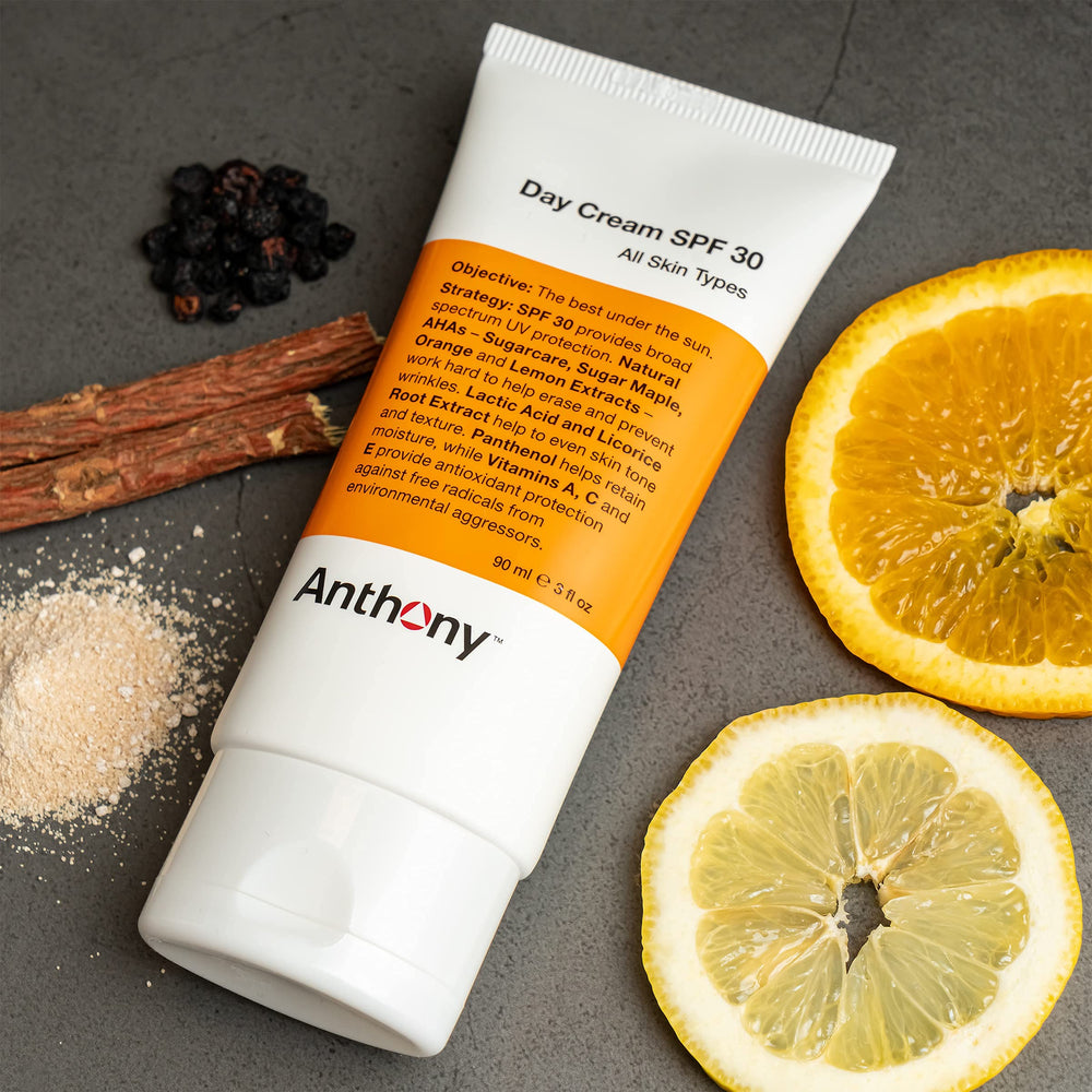 Anthony Crème Jour SPF30 — recommandée par des barbiers professionnels.