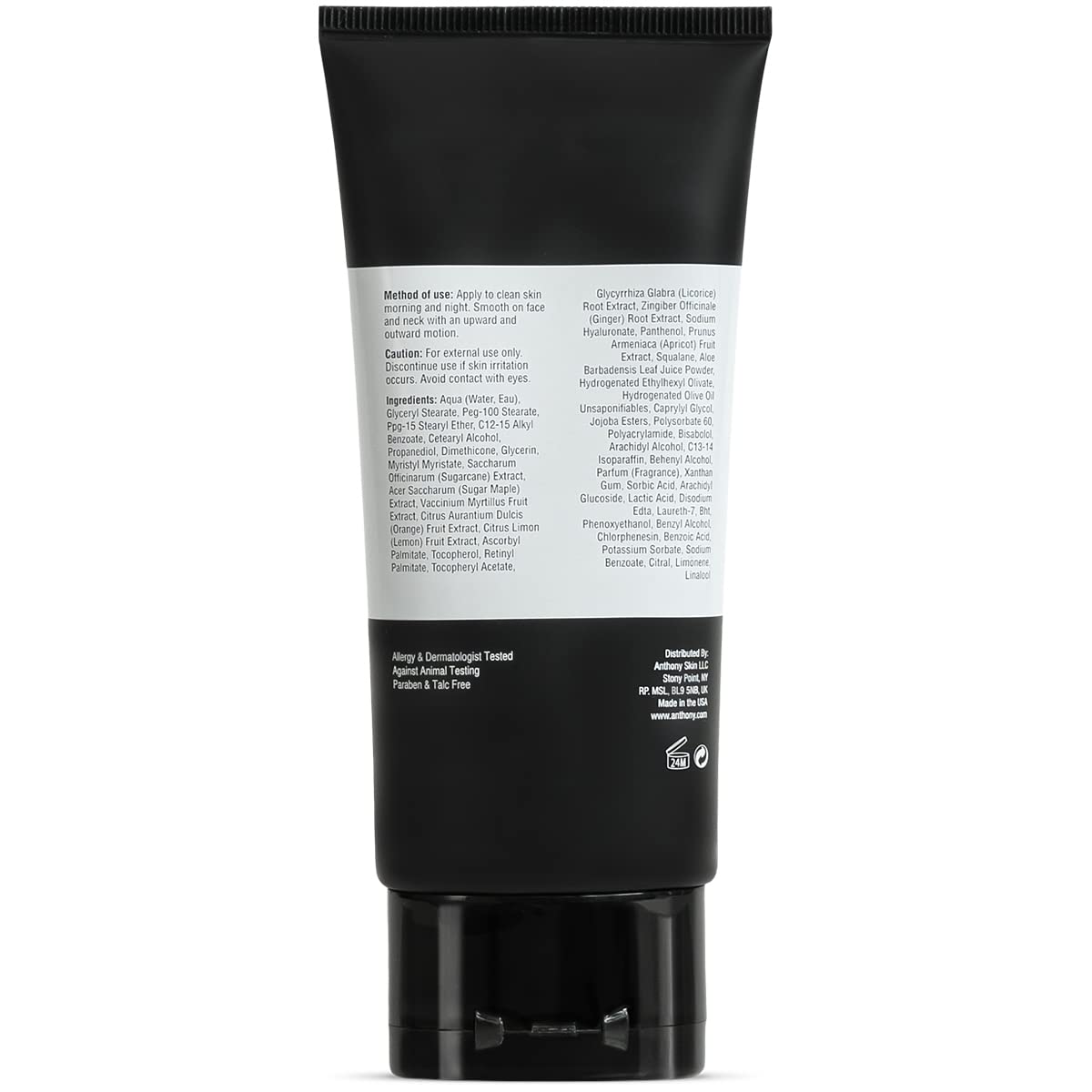 Anthony hidratante facial para hombres, aplicación suave y rápida.