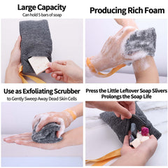 Antimbee bolsa exfoliante para jabón, restos de jabón se aprovechan para prolongar su vida.