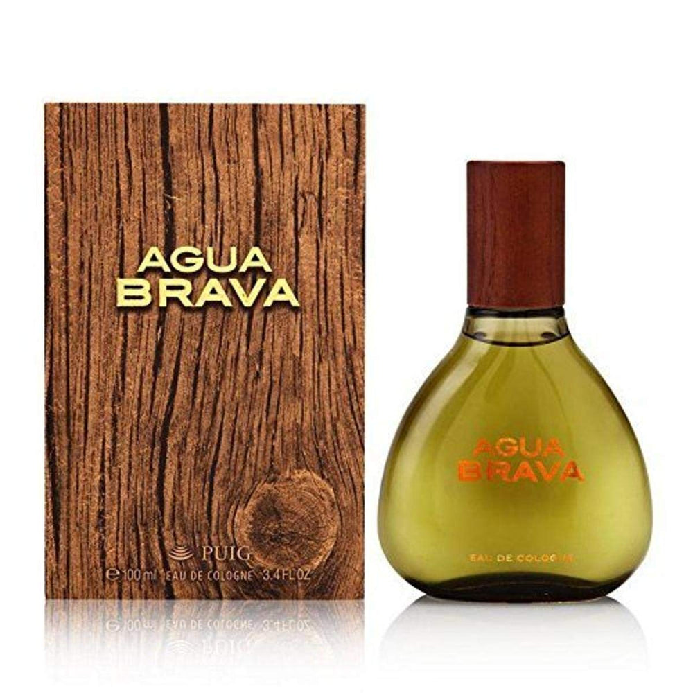 Antonio Puig Agua Brava: botella frontal, aroma herbáceo para noches especiales.