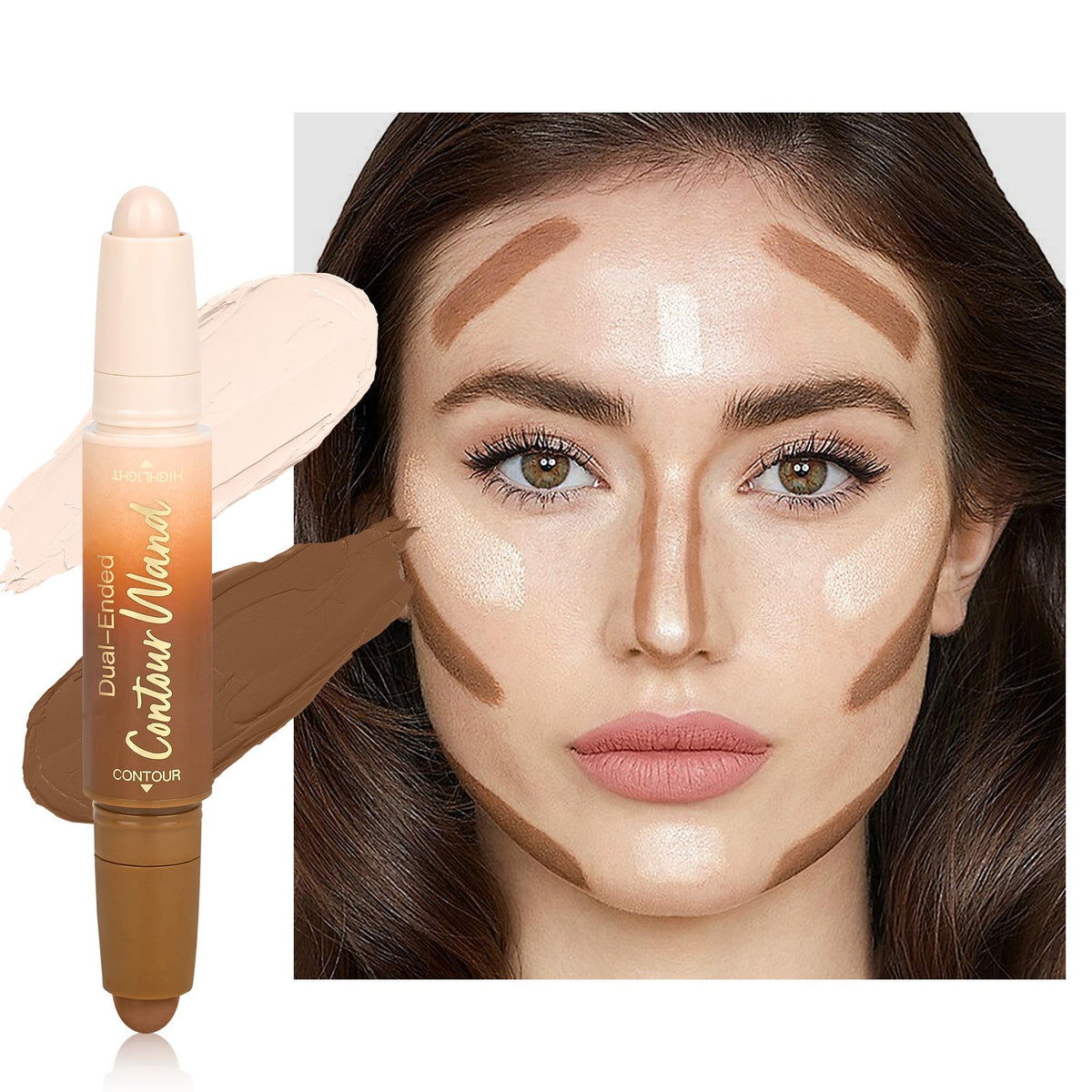 Anwuozu lápiz contorno-iluminador 2 en 1 para aplicación precisa en el contorno facial