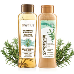ANYELUZ shampoing romarin: bouteille élégante, parfum frais et soin quotidien des cheveux.