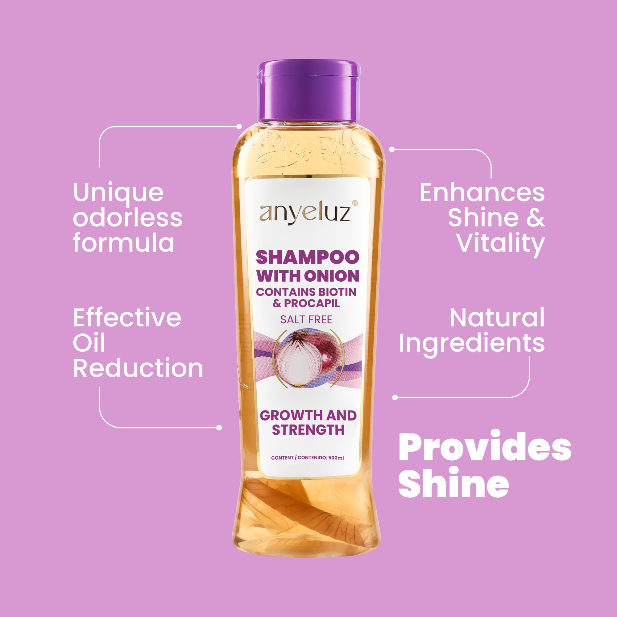 ANYELUZ champú cebolla: experiencia de espuma suave para cabello manejable