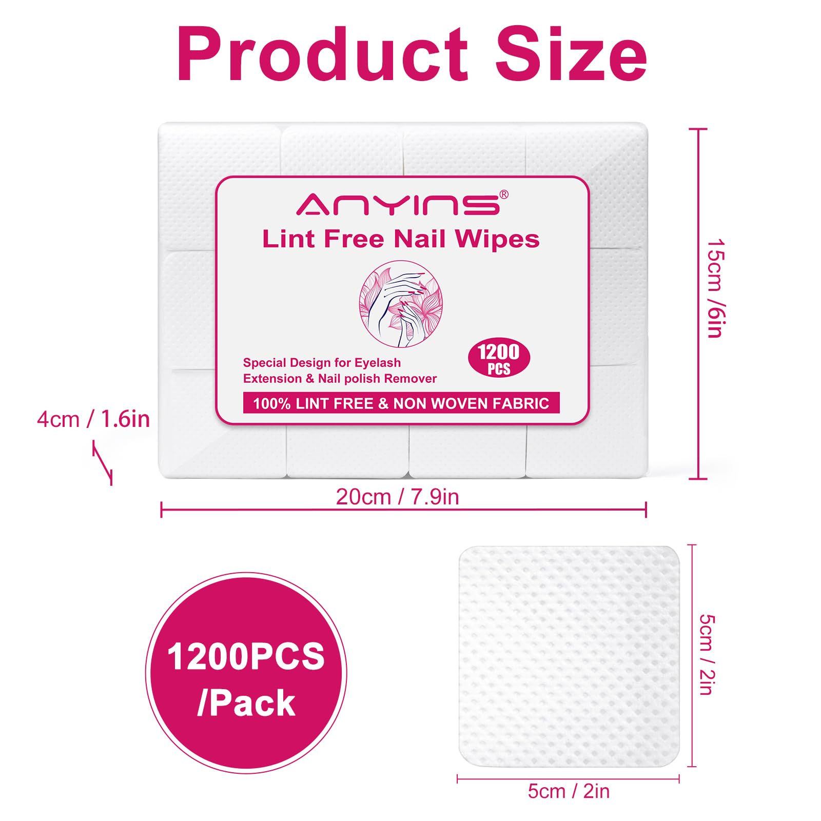 ANYINS toallitas para limpieza de pinzas de pestañas, uso profesional y doméstico