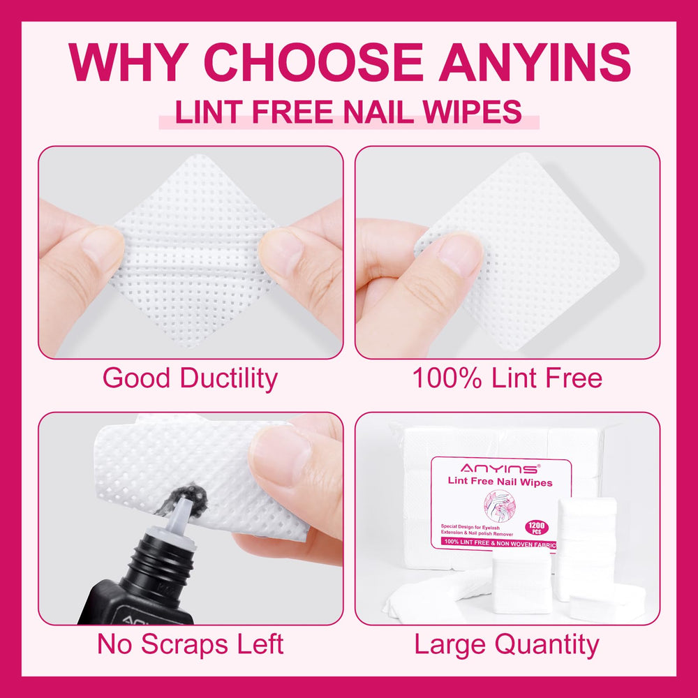 ANYINS toallitas uñas 1-97x1-97 pulgadas, tamaño práctico para salón